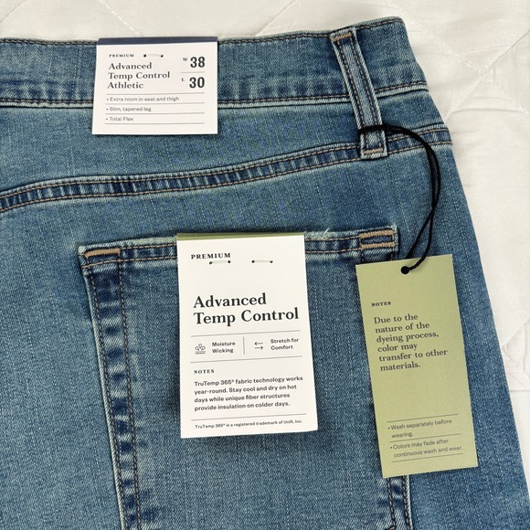 Goodfellow Advanced Temp Control Jeans 38x30 Athletic Fit Stretch Blue NWT - Picture 5 of 11